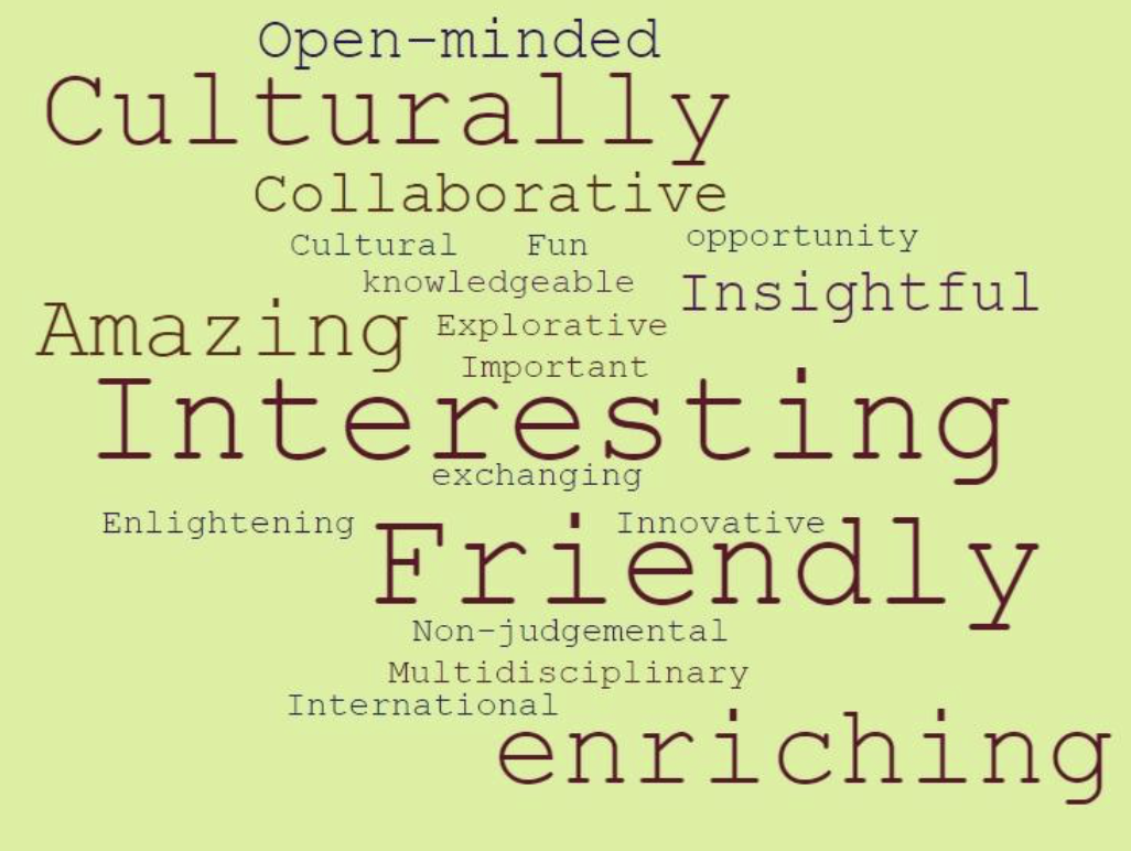 Word cloud based on the prompt "How would you describe your experience with the Monash-Padua COIL project?"